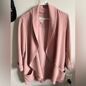 Draped Open-Front Blazer in Blush Pink
